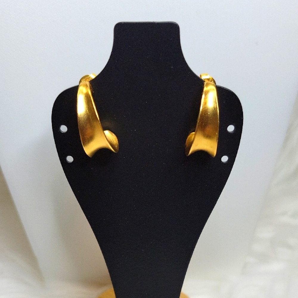 Signed Anne Klein Matte Gold Earrings